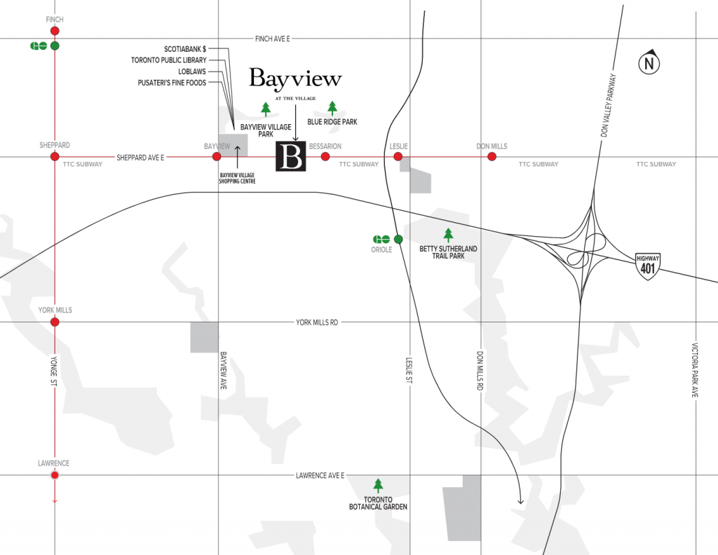 bayview at the village map